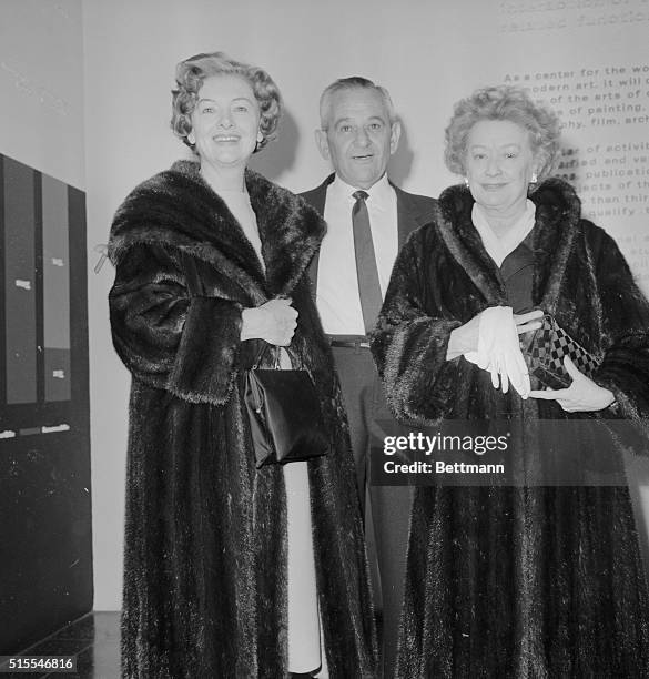 Preview of The Children's Hour, at the Museum of Modern Arts Theater is shown. Left to right are Myrna Loy, William Wyler, the Producer Director of...