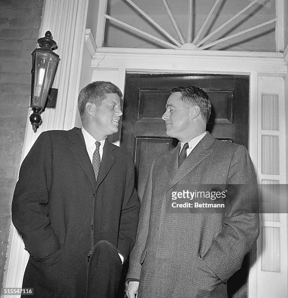 President-elect John Kennedy with his brother-in-law Sargent Shriver.