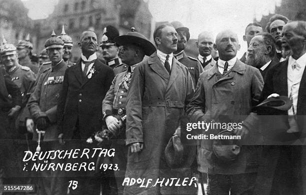 Among Julius Streicher's private files at his estate near Nueremberg was this photo of him with Adolf Hitler in 1923 at a Nuremberg Nazi Rally.