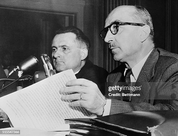 Ferenc Nags, who was prime minister of Hungary in 1946, is shown as he appeared before a house committee investigating Communist aggression at the...