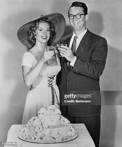 Jayne Meadows, actress and panelist on the CBS-TV program I've Got a Secret and Steve Allen, television humorist, panelist, and star of the Steve...