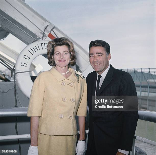 Europe-Bound. New York: Actor Peter Lawford and his wife, Patricia, sister of President Kennedy, sail for Europe April 27th aboard the liner United...