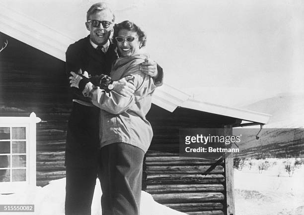 Wedding Imminent: Princess Astrid and her fiance, Johan Martin Ferner, pose for an informal portrait in the Norwegian mountains during the Easter...