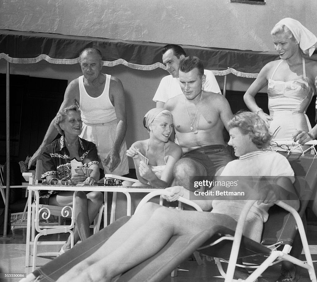Grace Kelly and Family Sitting on Patio