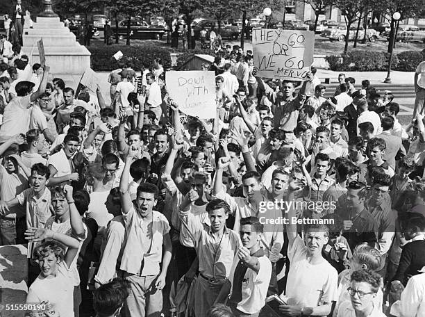 Group of high school students from north and Northwestern sections of Baltimore are shown grouped in front of City Hall shouting their demands that...