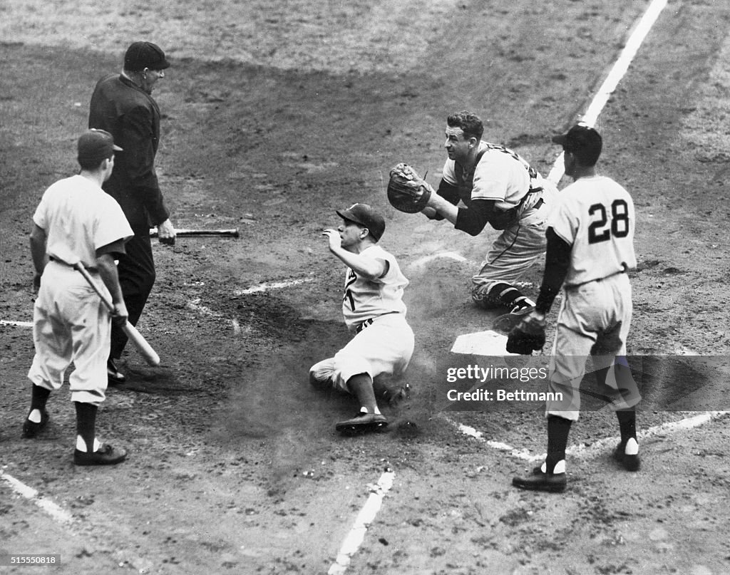 Peewee Reese Sliding Into Home Plate