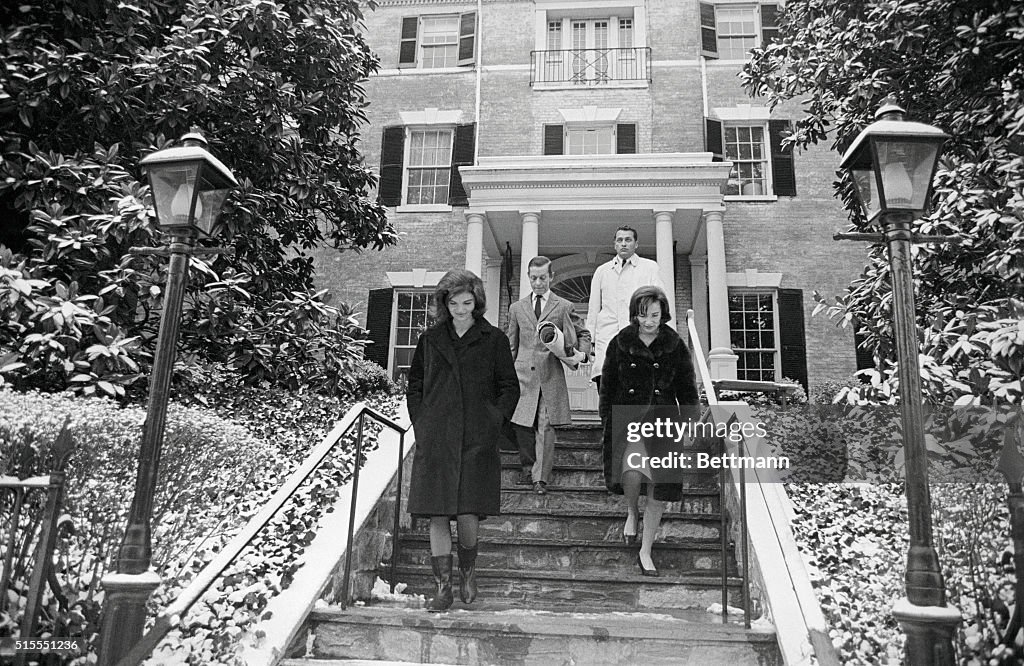 Mrs. Kennedy and Lee Radziwill Leaving Home