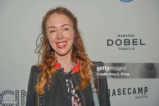 Laura Patch appears at a cocktail party at Basecamp in support of the film 'Black Mountain Poets' being screened during SXSW on March 13, 2016 in...