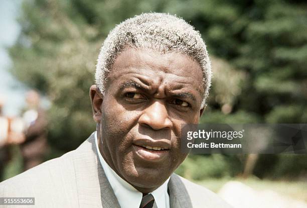 Jackie Robinson, a Rockefeller advisor and a former Brooklyn Dodger baseball star. Speaks to members of the National Newspaper Publisher Assn., a...