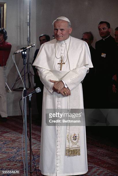 Warsaw, Poland- Picture shows Pope John Paul II, during the opening ceremony at the Belvedere Presidential Palace.
