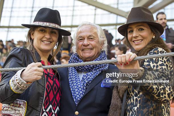 Beatriz Cortazar, Sebastian Palomo Linares and Concha Azuara attend the traditional Spring Bullfighting performance on March 12, 2016 in Illescas,...