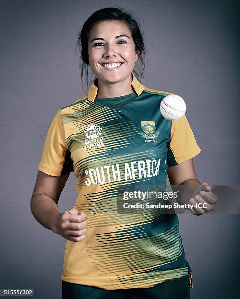 Sune Luus of South Africa during the photocall of the South Africa team ahead of the Women's ICC World Twenty20 India 2016 on March 11, 2016 in...