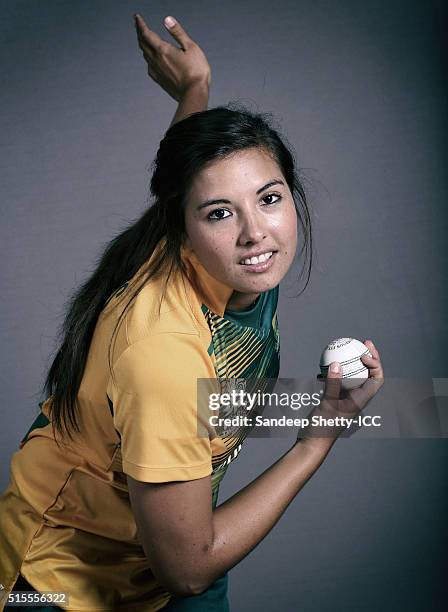 Sune Luus of South Africa during the photocall of the South Africa team ahead of the Women's ICC World Twenty20 India 2016 on March 11, 2016 in...