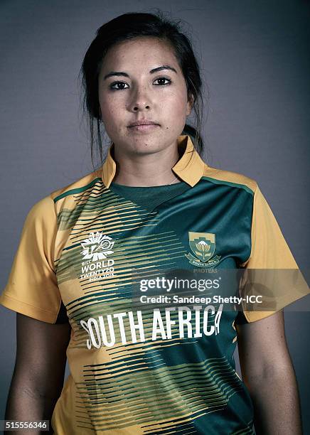 Sune Luus of South Africa during the photocall of the South Africa team ahead of the Women's ICC World Twenty20 India 2016 on March 11, 2016 in...