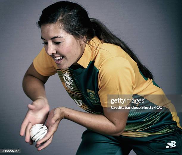 Sune Luus of South Africa during the photocall of the South Africa team ahead of the Women's ICC World Twenty20 India 2016 on March 11, 2016 in...