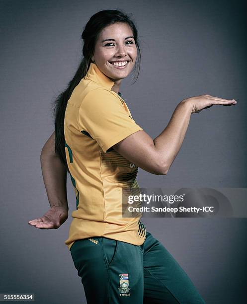 Sune Luus of South Africa during the photocall of the South Africa team ahead of the Women's ICC World Twenty20 India 2016 on March 11, 2016 in...