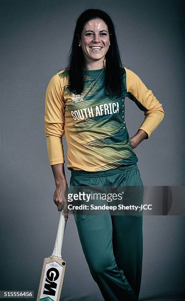 Masabata Klaas of South Africa during the photocall of the South Africa team ahead of the Women's ICC World Twenty20 India 2016 on March 11, 2016 in...