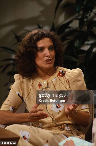 Manhattan, New York, New York: Margaret Trudeau, estranged wife of the Canadian prime minister, gestures during appearance on NBC's Today program, a...