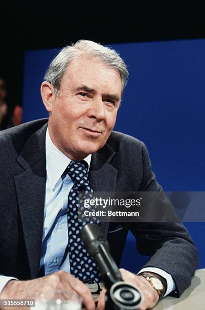 Washington, D.C.: Close ups of Cyrus Vance, U.S. Secretary of state, during TV talk show.