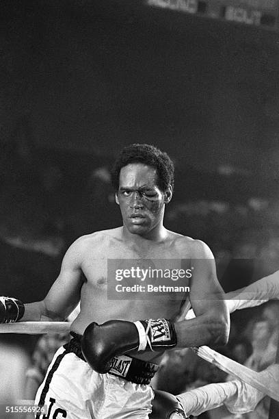 Football player and actor O.J. Simpson in a scene from the "Goldie and the Boxer."