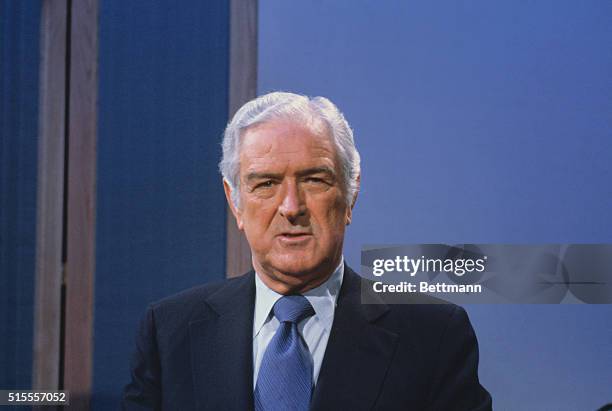 Washington, DC.: Close up of former Governor John Connally during TV show.