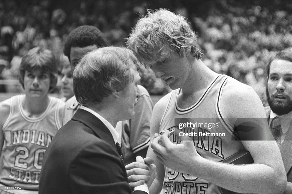 Larry Bird Shaking Hands With Coach