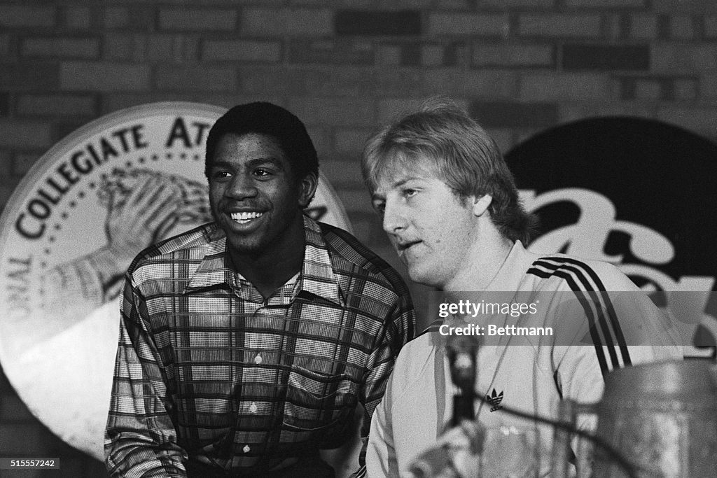 Magic Johnson and Larry Bird at Press Conference