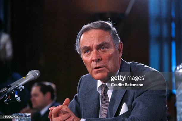 Washington, DC: General Alexander Haig, Secretary of State designate testifies at confirmation hearing before Senate Foreign Relations committee.