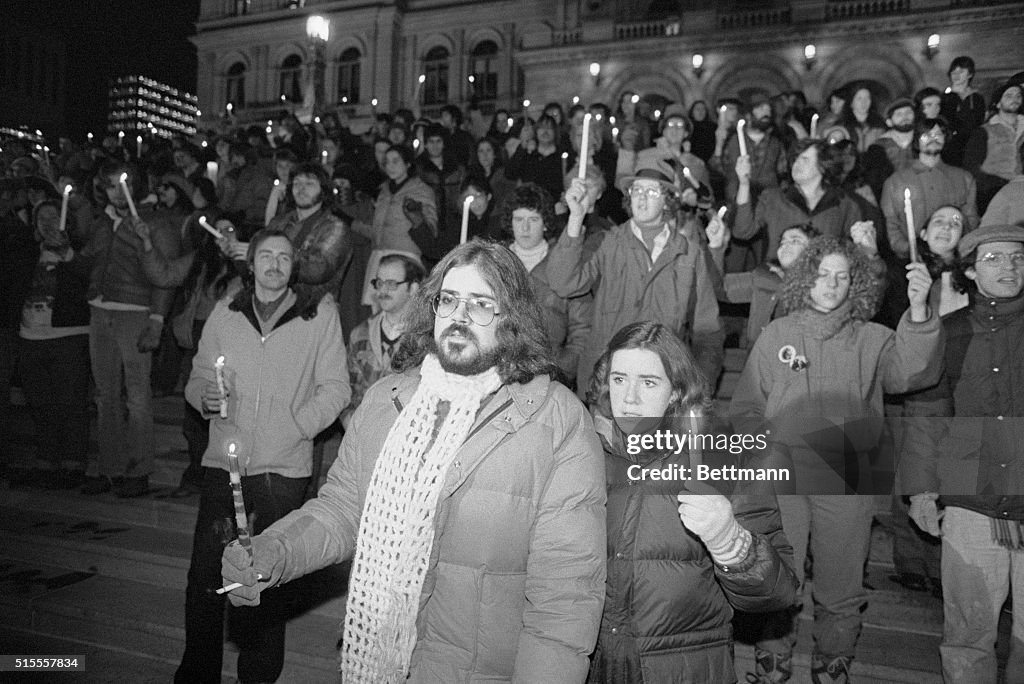 Mourners Holding Vigil for John Lennon