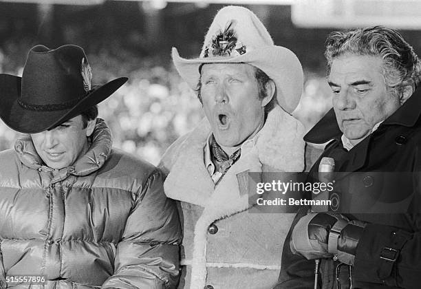 Show business for Steeler quarterback Terry Bradshaw gets a big yawn as he does an interview with Jimmy 'The Greek' Snyder prior to the...