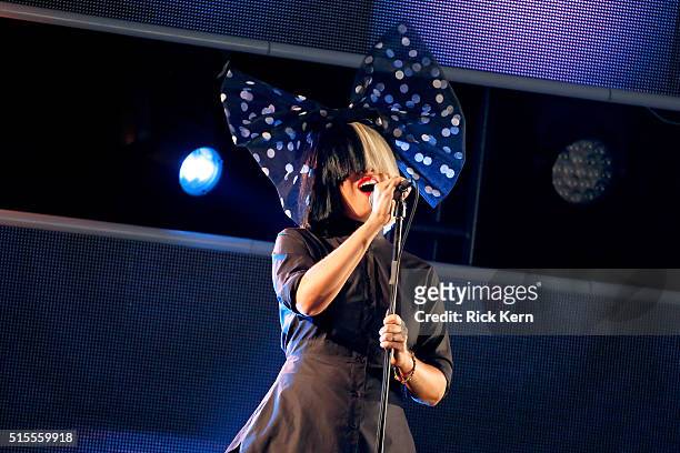 Singer Sia performs onstage at Samsung Galaxy Life Fest at SXSW 2016 on March 13, 2016 in Austin, Texas.