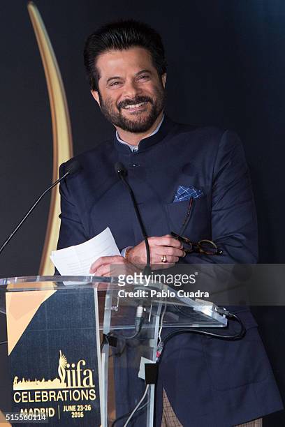 Actor Anil Kapoor attends the 17th International Indian Film Academy awards press conference at the Retiro Park on March 14, 2016 in Madrid, Spain