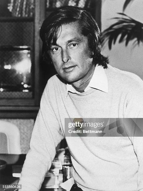 Photo shows a close-up of movie producer Robert Evans.