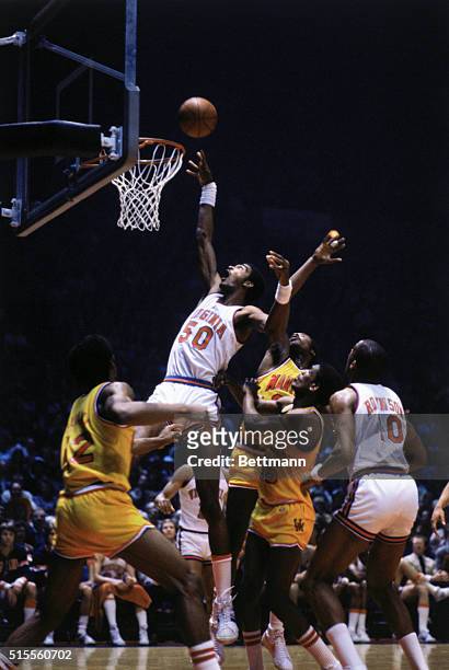 Tournament. Landover, Maryland: Virginia's Ralph Sampson misses a basket during the Virginia-Maryland ACC action, March 6. Maryland went on to win...