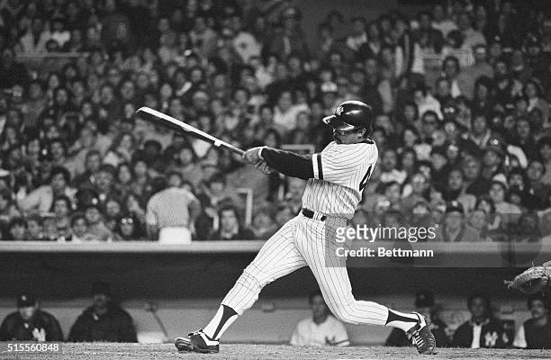 New York: Reggie Jackson connects for a two-run homer in the fourth inning to tie the score in the AL mini-playoff final game. The Yanks scored four...