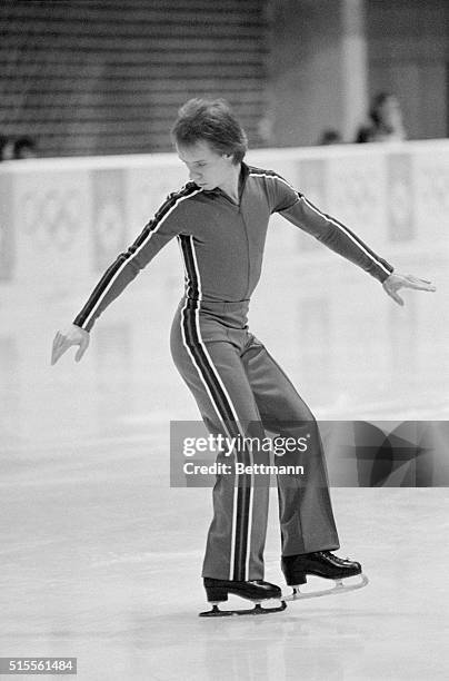 Scott Hamilton, of the USA, cuts his first figure in the men's compulsory figure skating here. Hamilton is the US favorite to win the gold in men's...