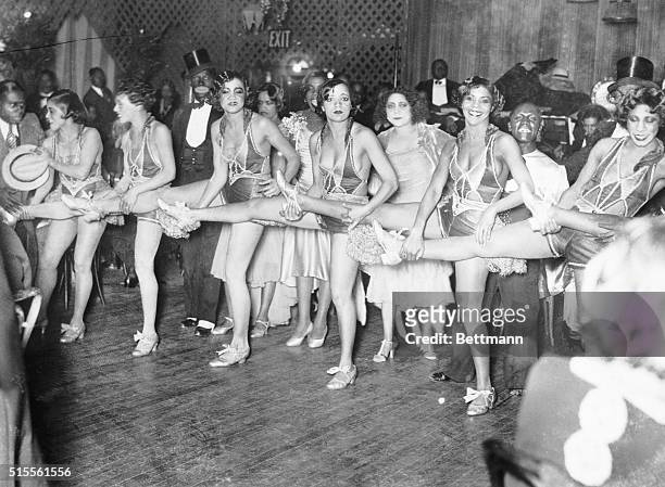 Harlem, New York City: Picture shows women entertainers dancing in a line at Small's Paradise Club in Harlem.
