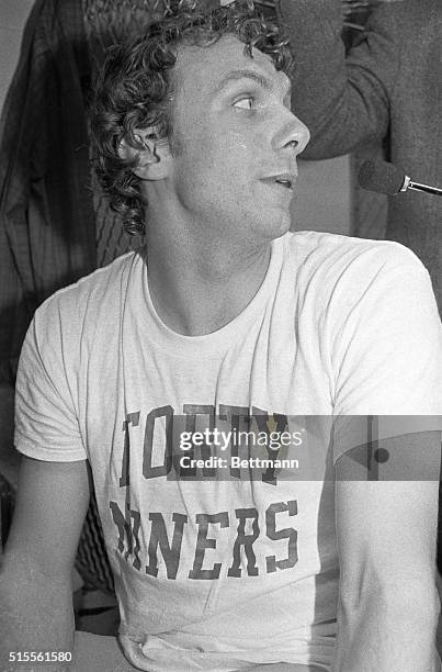 San Francisco 49ers' quarterback Joe Montana is shown seated in the locker room after the 49ers beat the Cincinnati Bengals in Super Bowl XVI January...