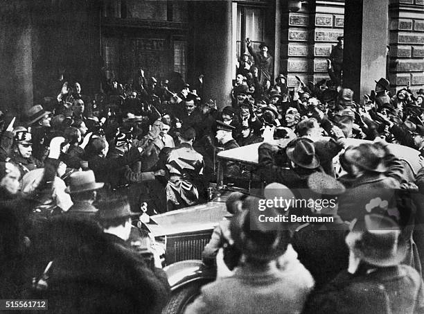 When Hitler Became Chancellor. Wild scenes of enthusiasm throughout Berlin, Germany, when the news became known that Adolf Hitler, Nazi leader, had...