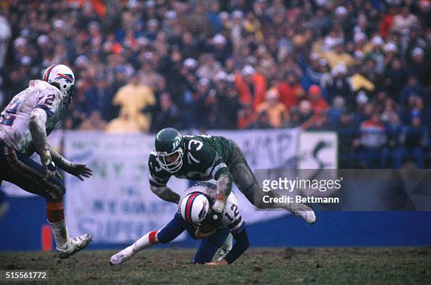New York: New York Jets; Joe Klenco , sacks Buffalo Bills quarterback Joe Fergus in this third quarter action 12/27. The Bills, who had not won a...