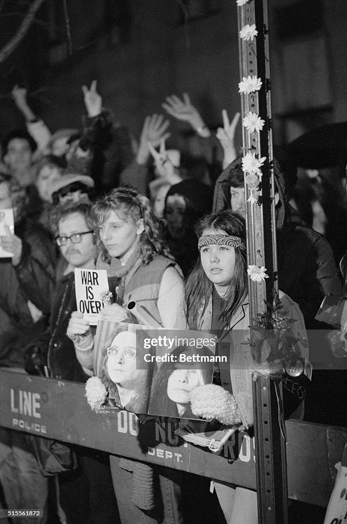 John Lennon Fans Holding Vigil