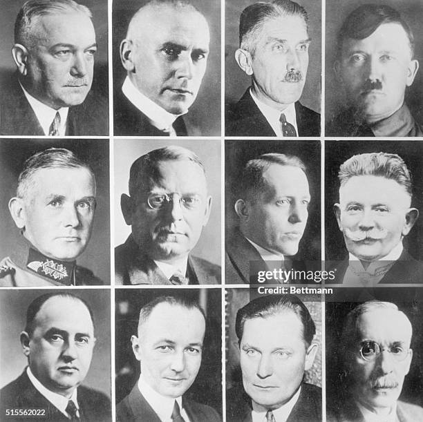 Members of the new cabinet under Chancellor Adolf Hitler of Germany. Left to right, top row: Chancellor Adolf Hitler; Minister of Interior Dr. Frick;...