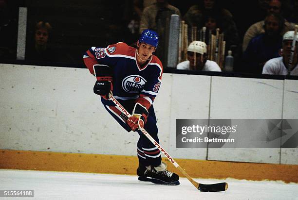 Wayne Gretzky, forward for the Edmonton Oilers, in action.