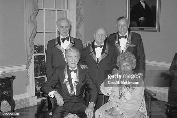 Washington: Honored for their contribution in the performing arts, this year's 1983 Kennedy Center recipients are seated: actor James Stewart, ballet...