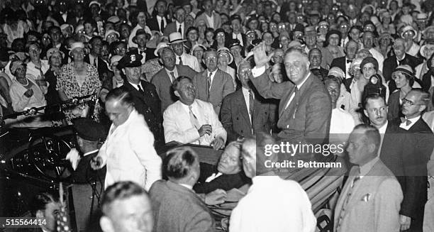 The 32nd President of the United States Franklin D. Roosevelt greets crowds at Bayfront Park a moment before the Giuseppe Zangara shot.