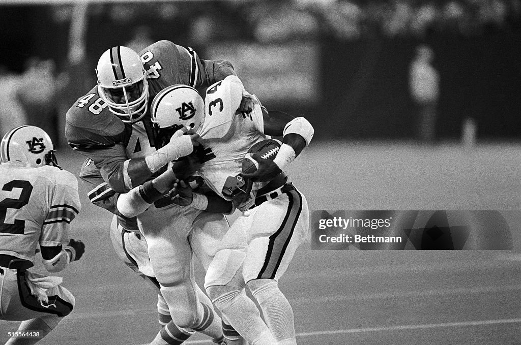 Bo Jackson Being Tackled in College Football Action