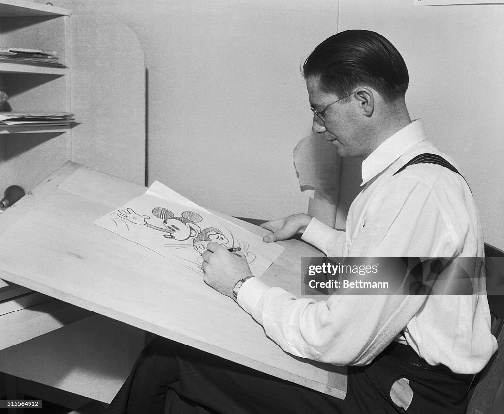 Animator Drawing Mickey Mouse at Disney Studios