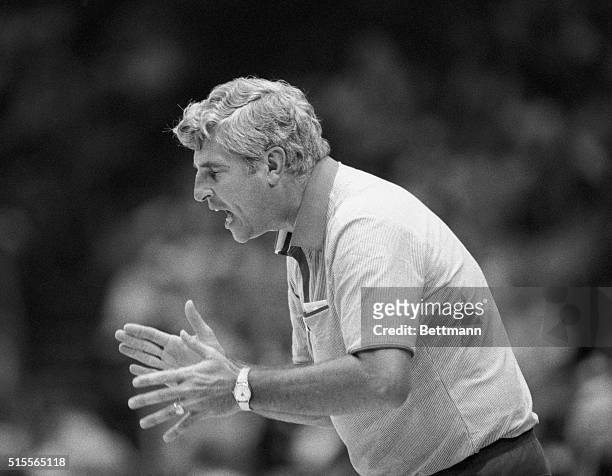 Los Angeles, California: Bobby Knight, coach of the US Olympic basketball team, carries on, August 1, as if he has problems. His team moved to within...
