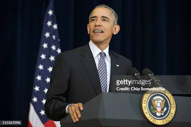 President Barack Obama addresses the Chief of Missions Conference in the Dean Acheson Auditorium at the Harry S Truman State Department building...