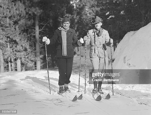 Famous Father-and-Son Team go Ski-Larking. Lake Arrowhead, Calif.: Douglas Fairbanks, who returned to Hollywood Christmas Eve after another globe...